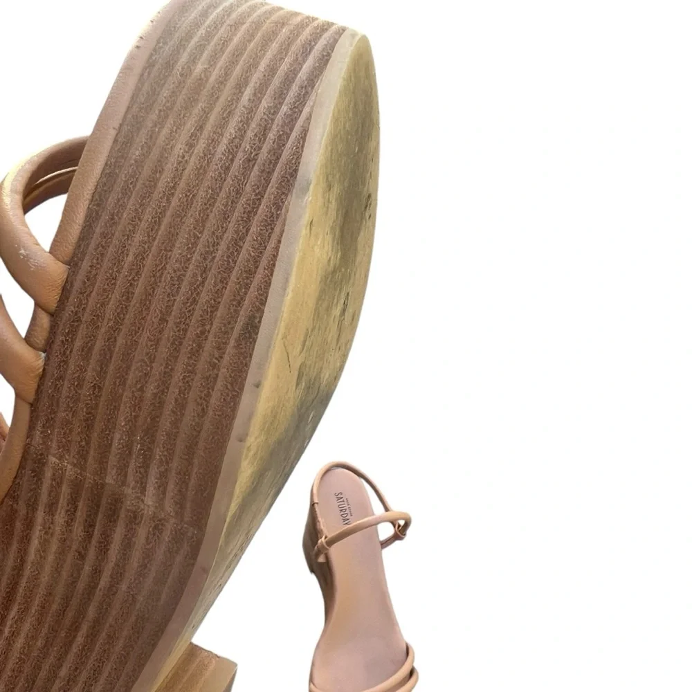 Kate Spade Saturday Wood Platform Wedge Sandal Tan Size 6 - Picture 14 of 15